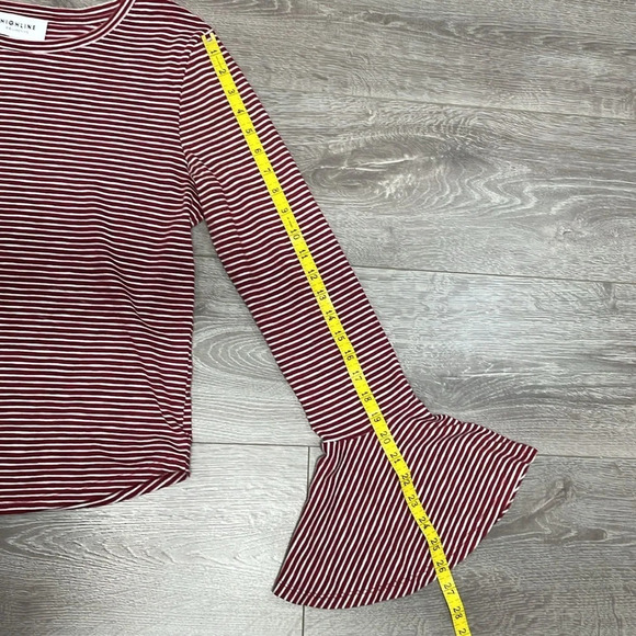 Highline Collective Bell Sleeve Red White Striped Top L - Picture 8 of 15